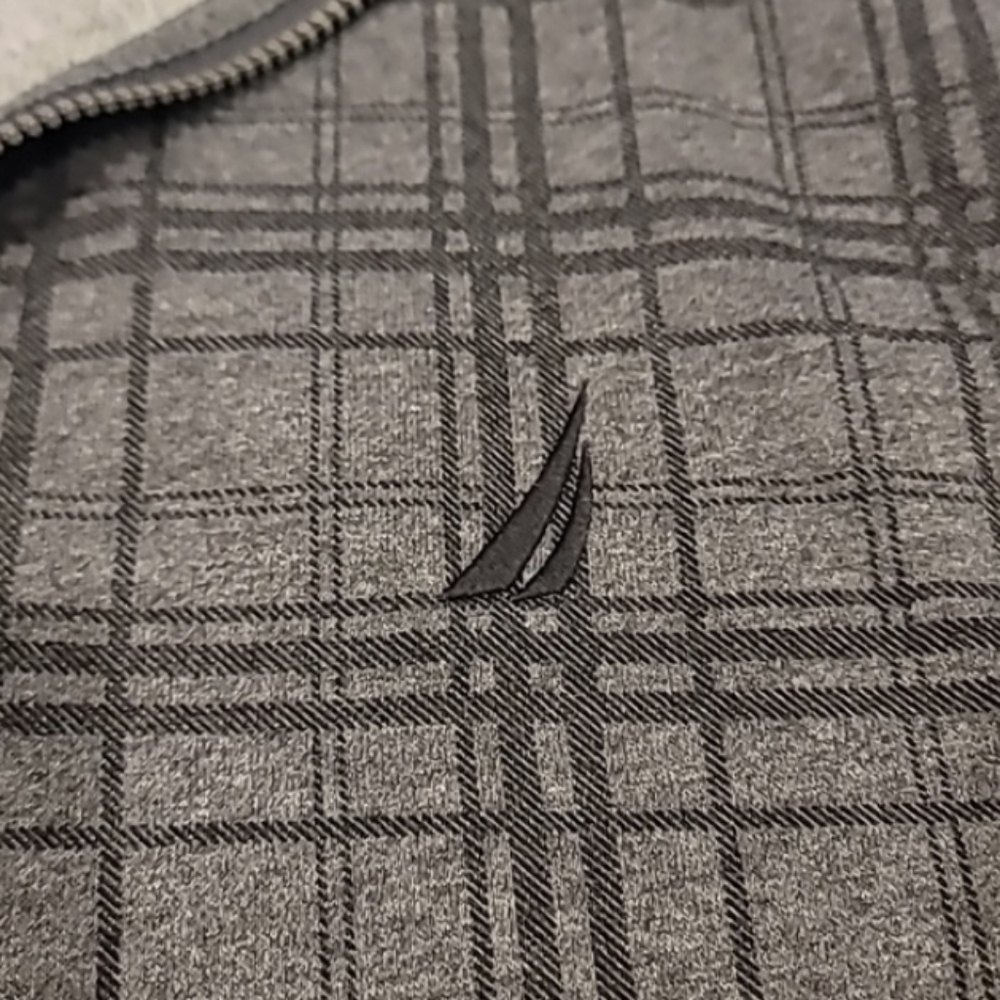 Nautica Quarter Zip Pullover Plaid Sweatshirt Top Gray XXL - Picture 8 of 11